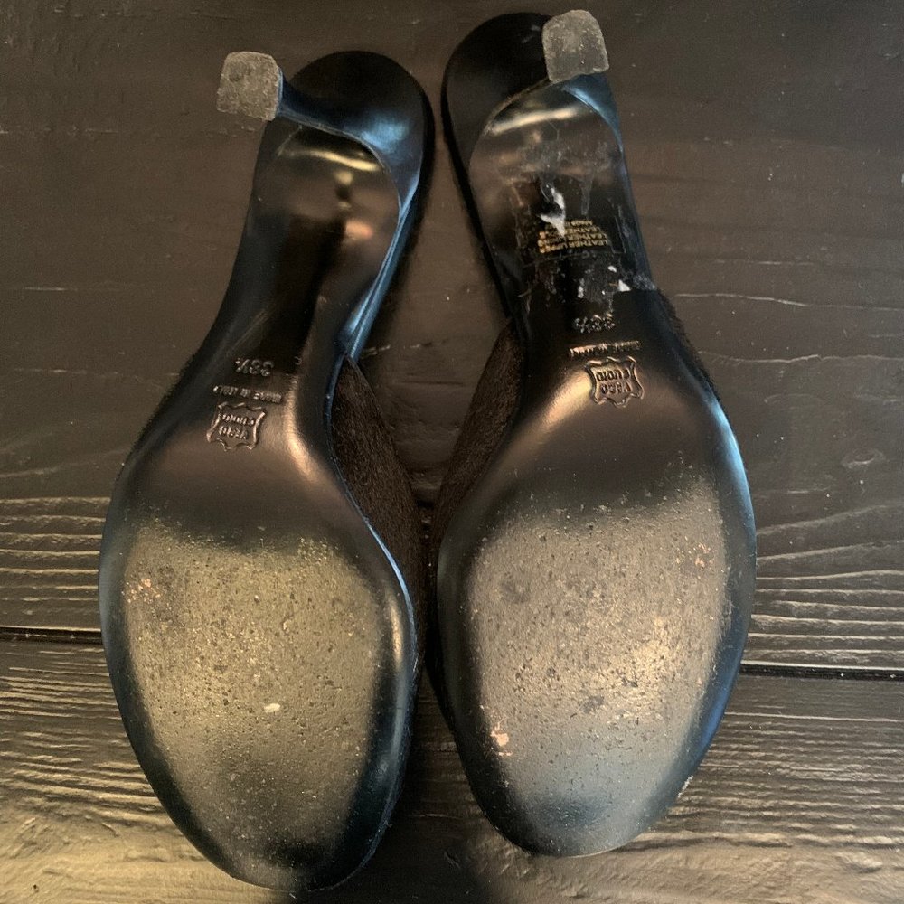 Barney's New York Black Pony Mules